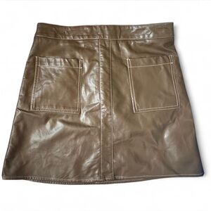 Altar’d State Brown Faux Leather Mini Skirt medium